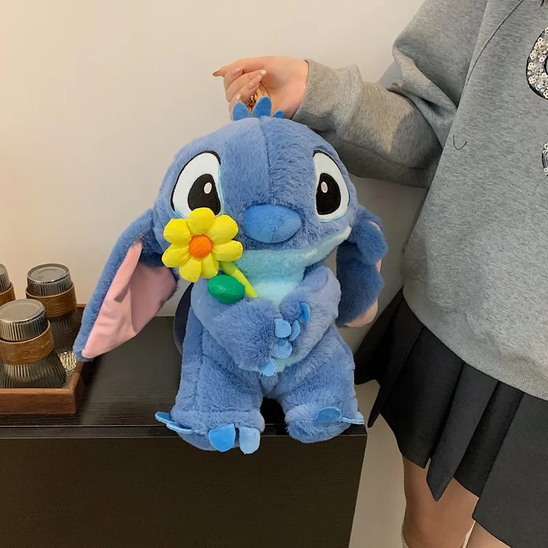 New Disney 3d Stitch Plush Cartoon Backpack Girl Cute Ins Single Shoulder Crossbody Bag Parent Child Gift Children'S Gift