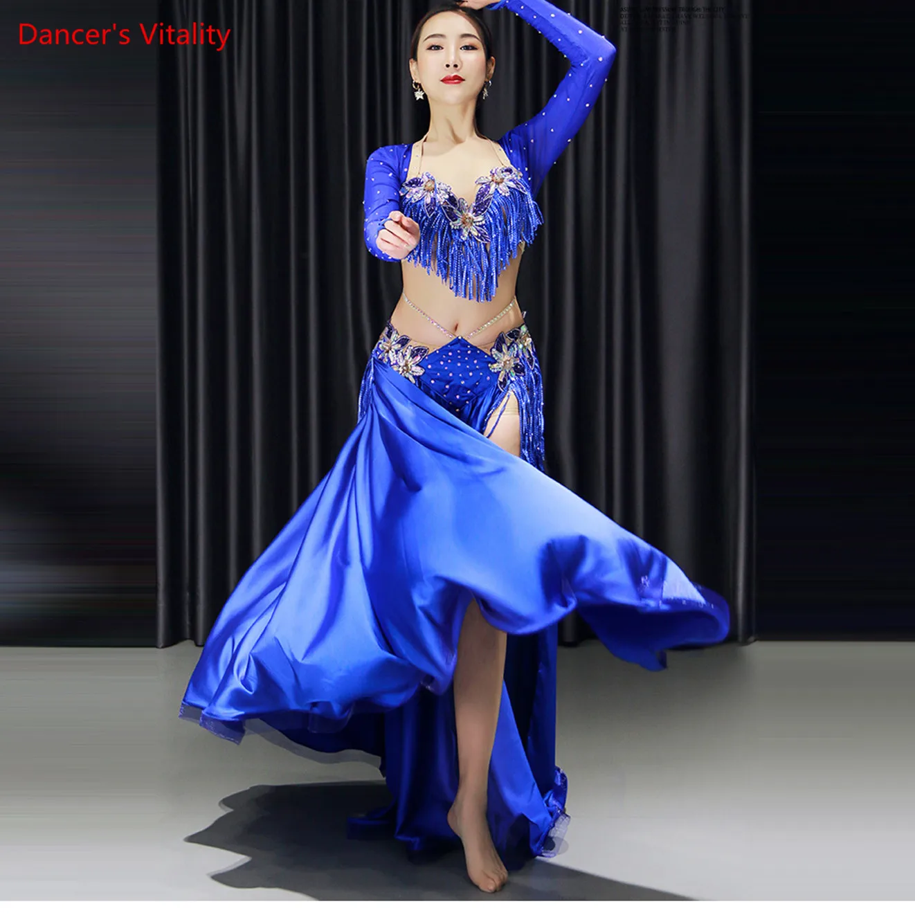 New Women Oriental Dance Costumes Top Bellydance Hip Scarf Carnaval Belly Dance Bra Long Skirt Set Performance Clothes Sexy