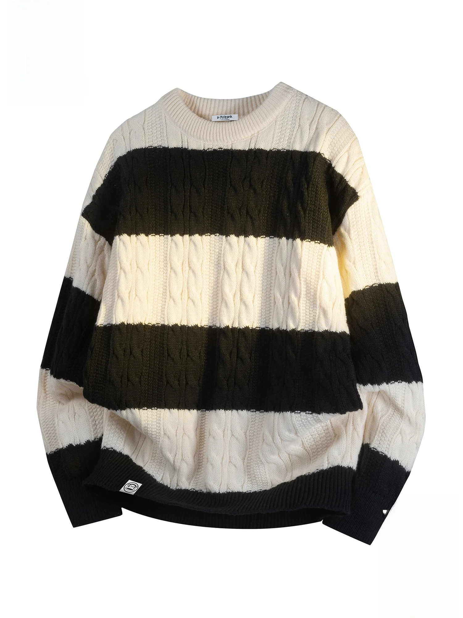 

PaulFrank Lazy Sle Color Blo Striped Knitted Sweater Men Winter Loose Warm Casual Top Large Mouth Monkey Pattern