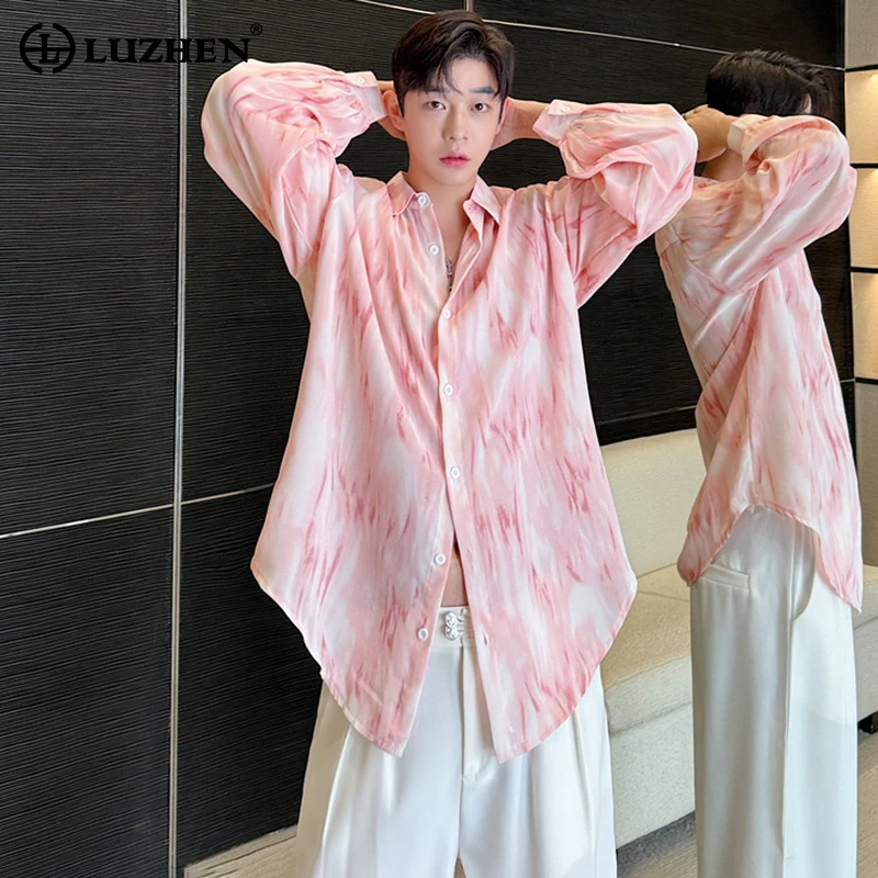 

LUZHEN Autumn New Personalized Tie Dyed Design Trendy Long Sleeve Shirts Fashion Korean High Quality Clothing Men Blouses LZ4635