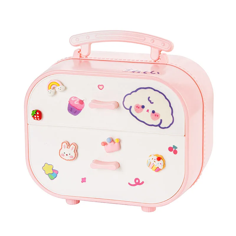 Cute Cartoon Style Jewelry Headwear Desktop Stationery Cosmetic Box for Dormitory Girls Student Drawer Desk Finishing