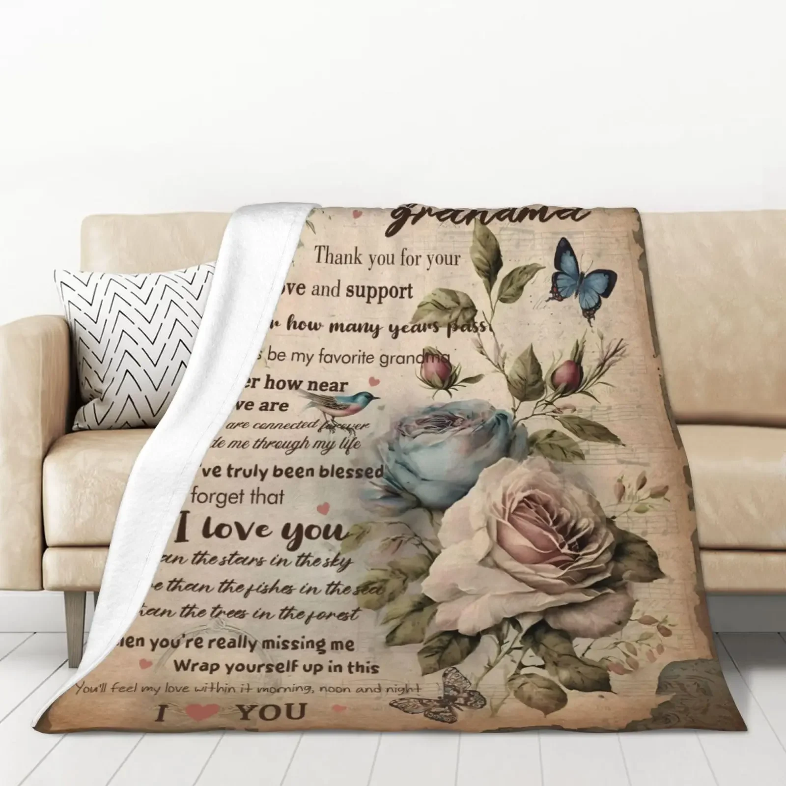 Super Soft Blanket Gifts for Grandma, Christmas and Birthday Gifts for Grandchildren, Grandma Retired Gifts