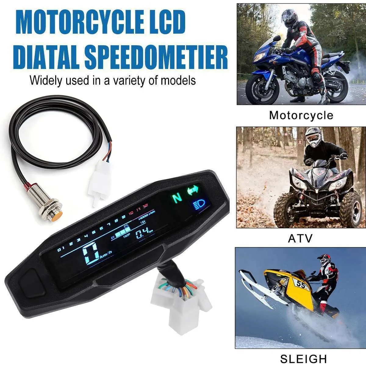 Motorcycle LCD Speedometer Digital Odometer Electric Injection and Carburetor Meter for Russian