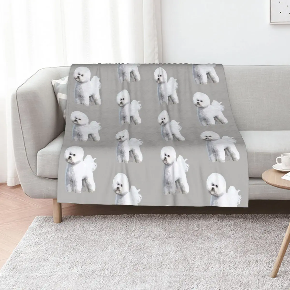 

Bichon Frise Standing Beauty Throw Blanket Sofa Summer Hairy Sleeping Bag Blankets