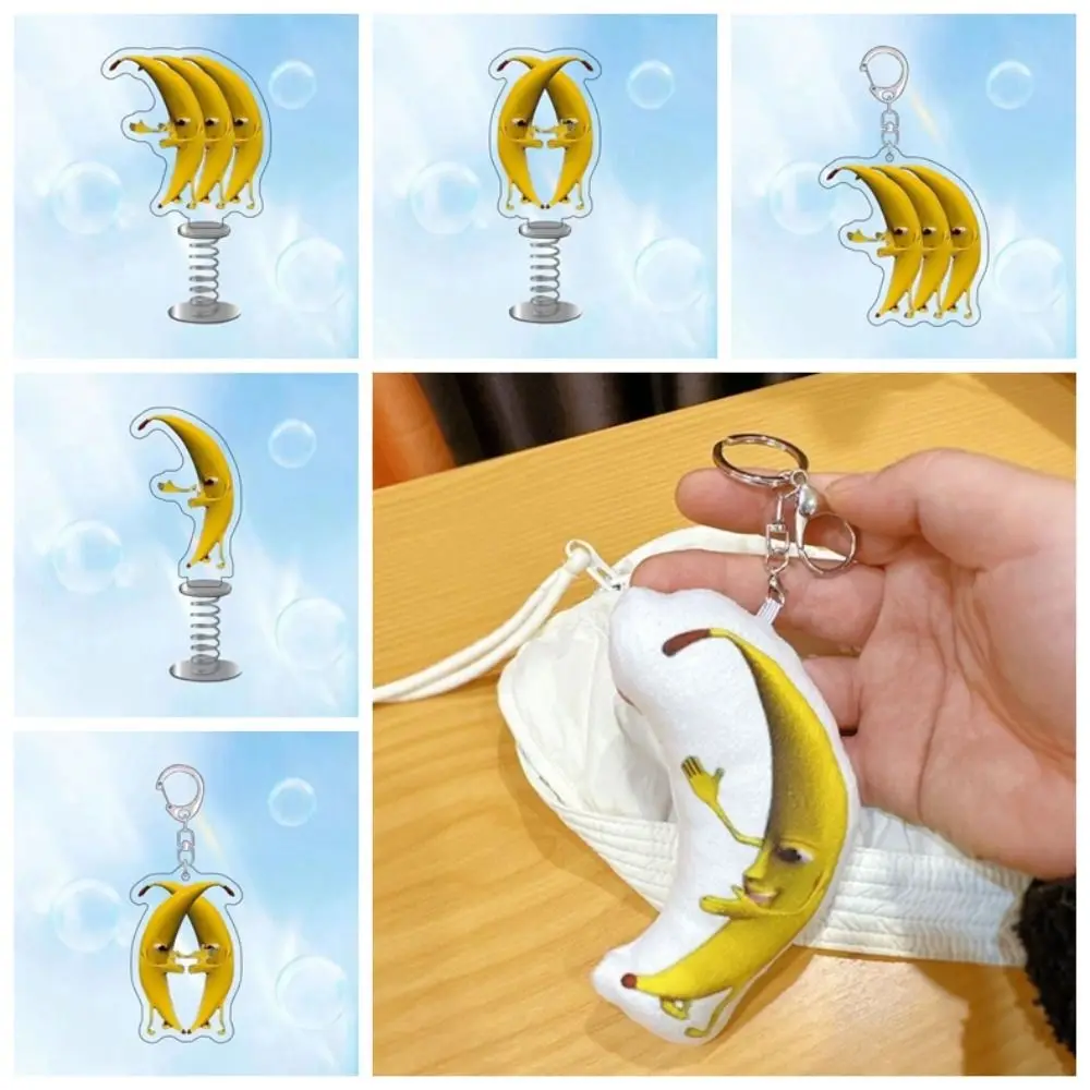 Parody A Large Banana Voice Keychain Funny Acrylic Acrylic Pendant Cartoon Hanging Desktop Ornaments Backpack Decor