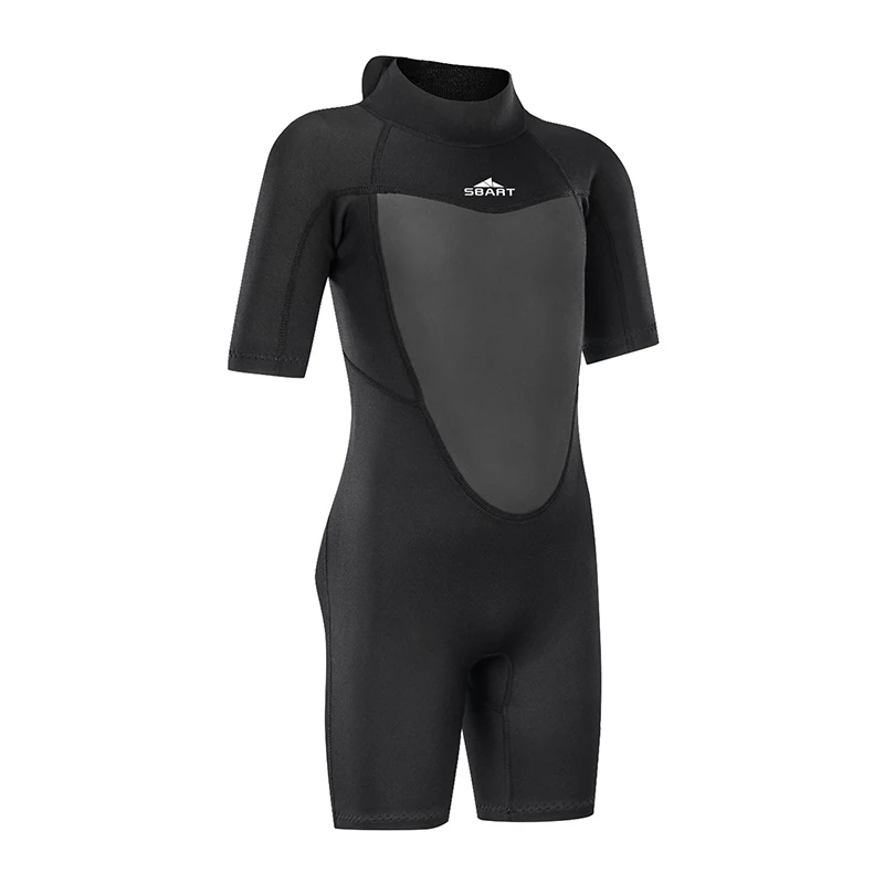 Sbart 2mm Boys Girls Neoprene Short Wetsuit for Children 2-12Y Kids Full Black Diving Suit Thermal Swimsuit Jumpsuit