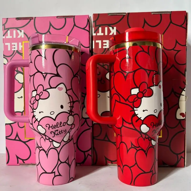 Vaso Térmico Hello Kitty, Taza Aislada para Bebidas Frías, Termo de Viaje para Auto, Acero Inoxidable, Licencia Sanrio, Linda Botella de Agua para Niñas