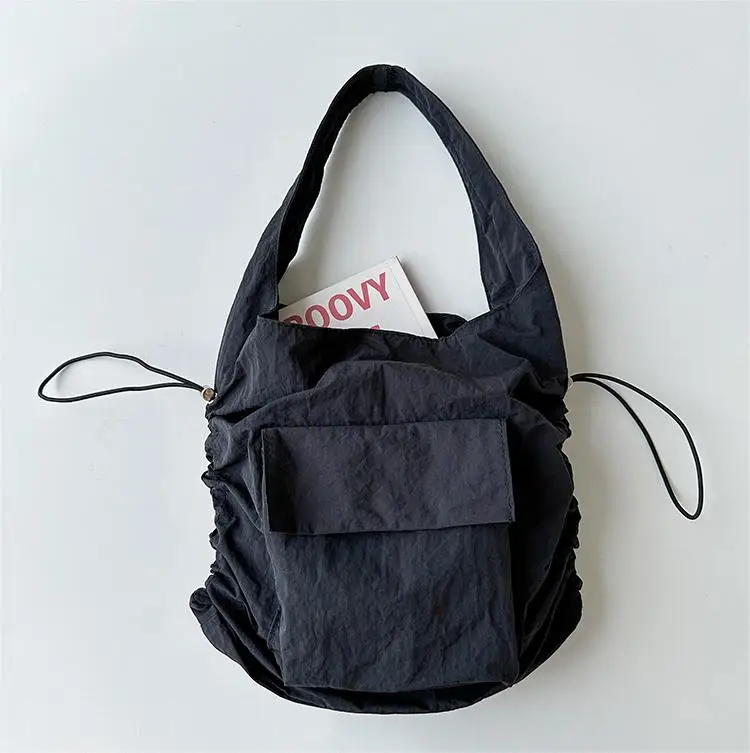 Korean Version Hand Large Capacity Women'S Fashionable Women'S Casual Folding Nylon Waterproof Armpit Bag Shoulder Bag