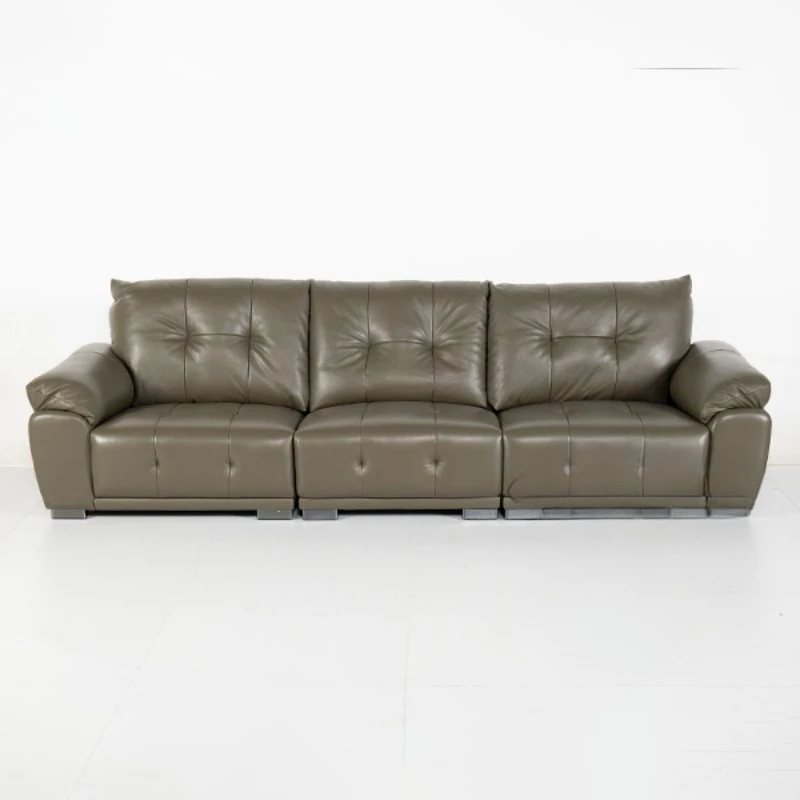 Modern simple casual living room toy layer leather 3/4 seat square sofa sponge filling
