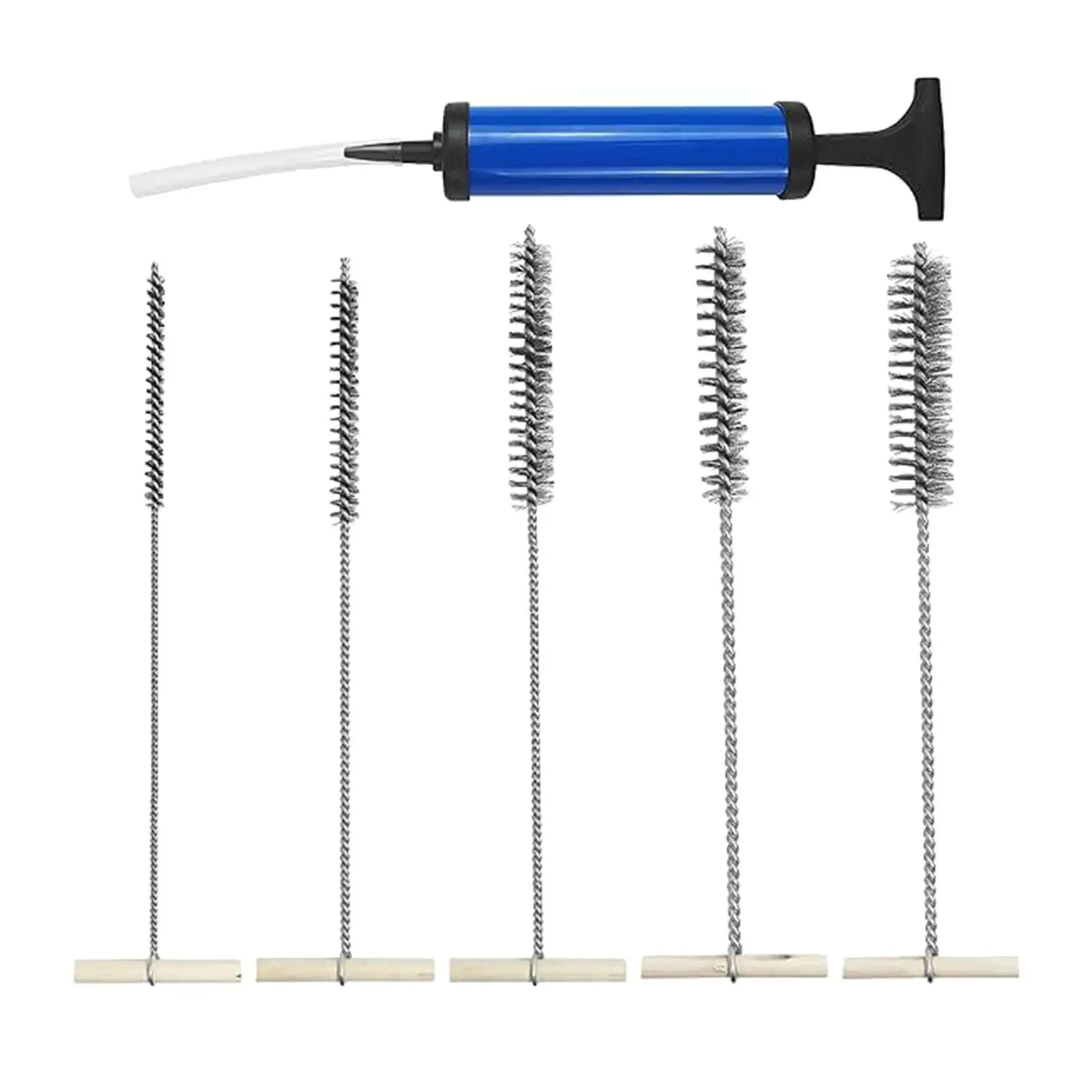 6Pcs Pipe Cleaning Brush Set Drill Hole Blower Multipurpose Stainless Long Pipe Cleaner for Drill Hole Cleaning Keyboards