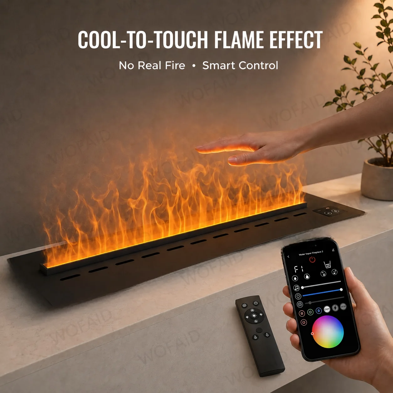 80cm Realistic Water Vapor Built In Mist Fire Place Ultrasonic Mist Flame Modern Recessed Fireplace Decor for Living Room