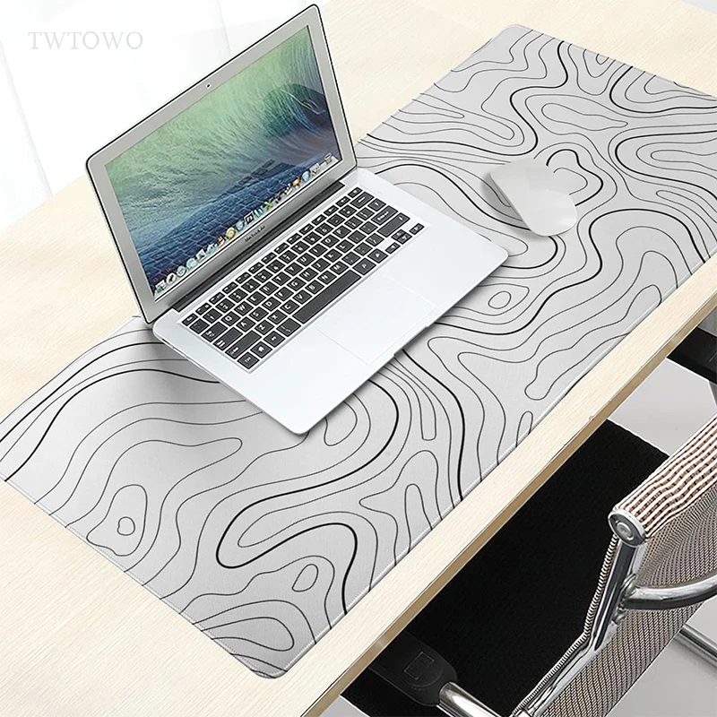 Gamer de Borracha Natural Mouse Pad, Linhas de Contorno Branco, XL HD Personalizado Mousepad, Office Mouse Mats, Desktop Mouse Pad, Novo, XXL