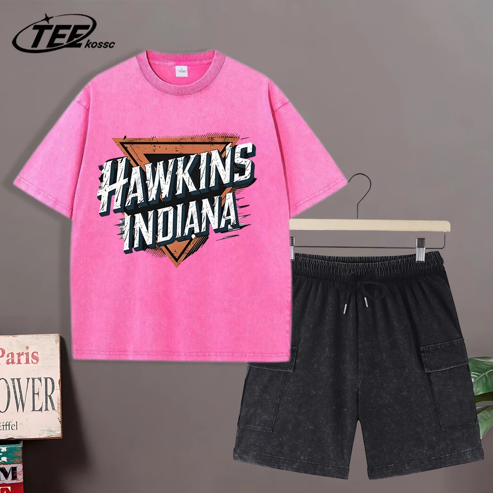 

Футболка мужская Hawkins Indiana с принтом, летняя, свободного кроя, модная, из мягкого хлопка, унисекс, ретро, креативная