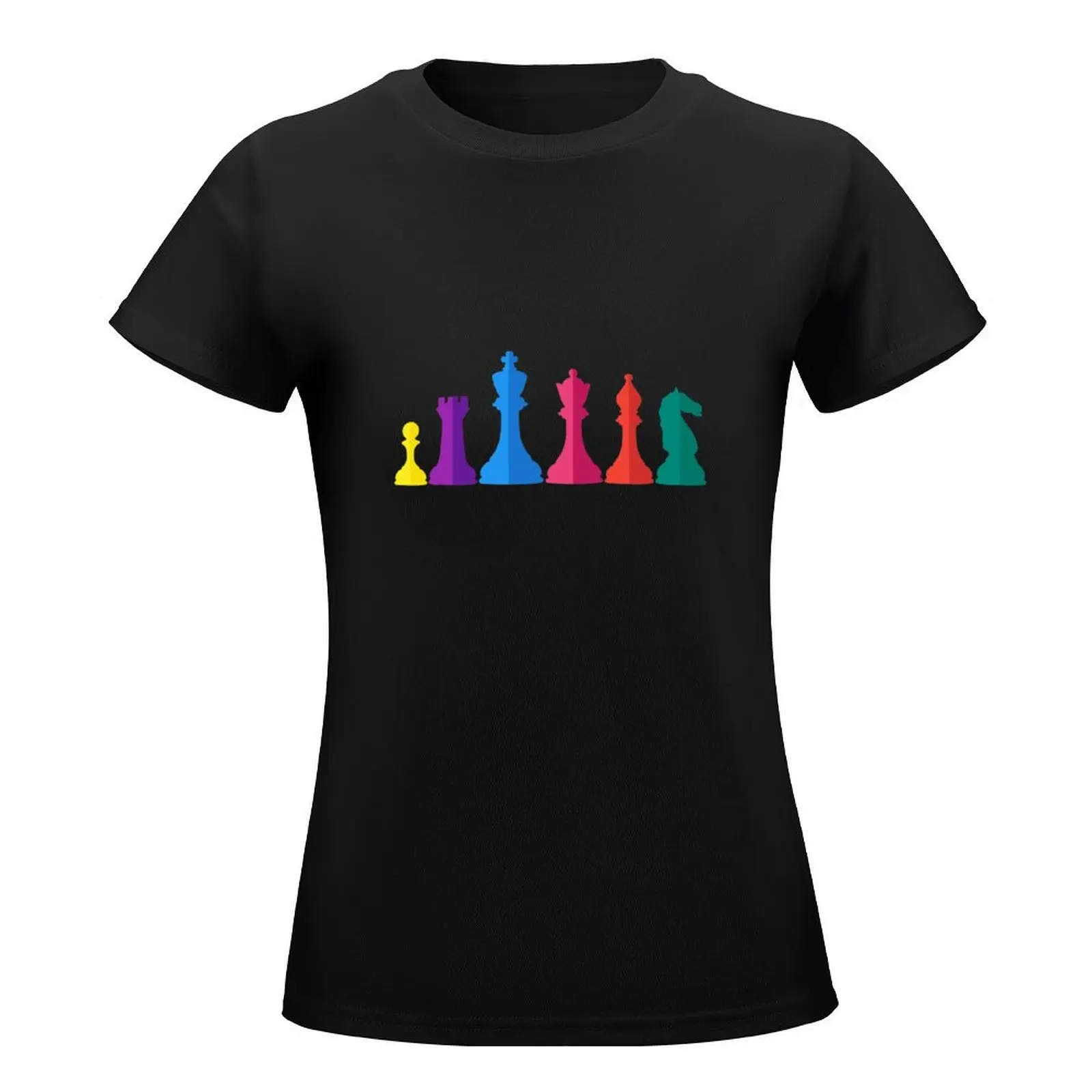 Chess Pieces Colorful T-Shirt korean fashion funnys summer tops blanks t shirt dress Women