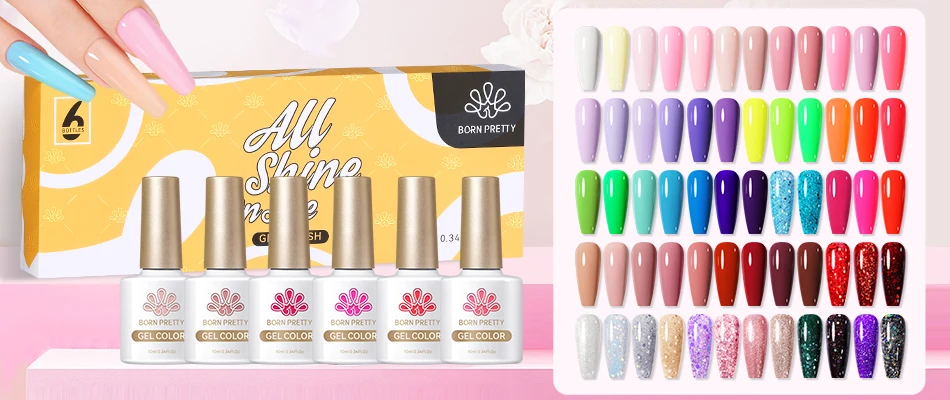 BORN PRETTY 250g Base and Super Top Coat Not Chip Peel Base Gel Glossy Shine Finish Soak off UV LED Drying Long Lasting UV Gel
