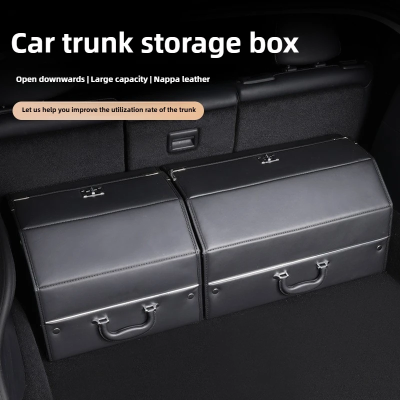 

Nappa Leather Car Trunk Storage Box Large Capacity Foldable Car Trunk Organizes Car Supplies Multi-function Trunk Storage Box