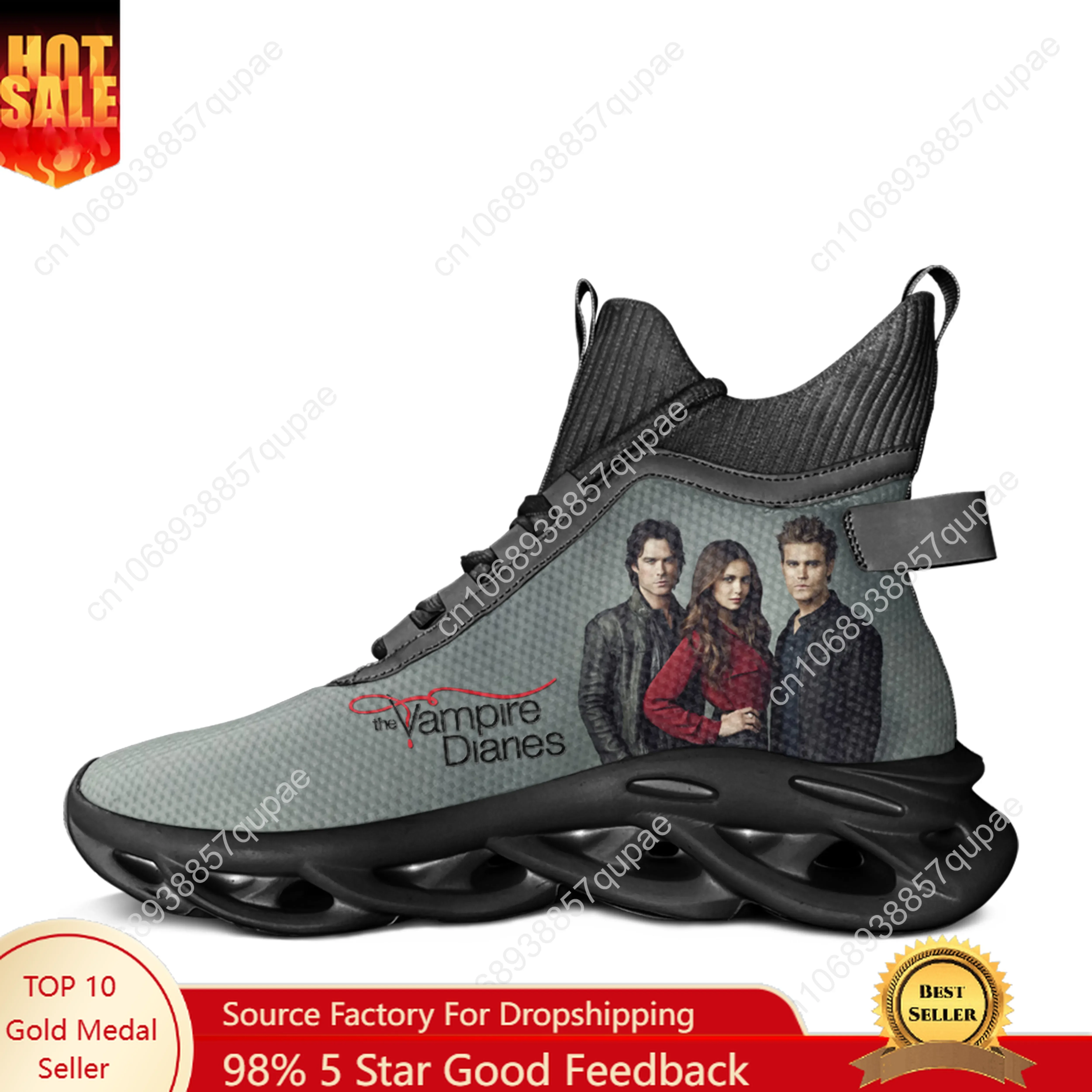 The Vampire Diaries Top Flats Sneakers Damon Salvatore Men Women Sports Running Shoes Sneaker Lace Up Mesh Footwear Custom Shoe