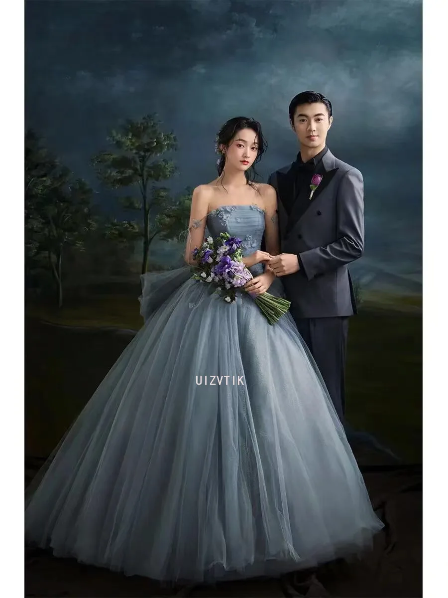 Leichtes Luxus-Hochzeitskleid für Damen, schulterfrei, sexy, trägerlos, elegante Spitze, Bankettkleid, Abendkleider für Frauen, Vestidos