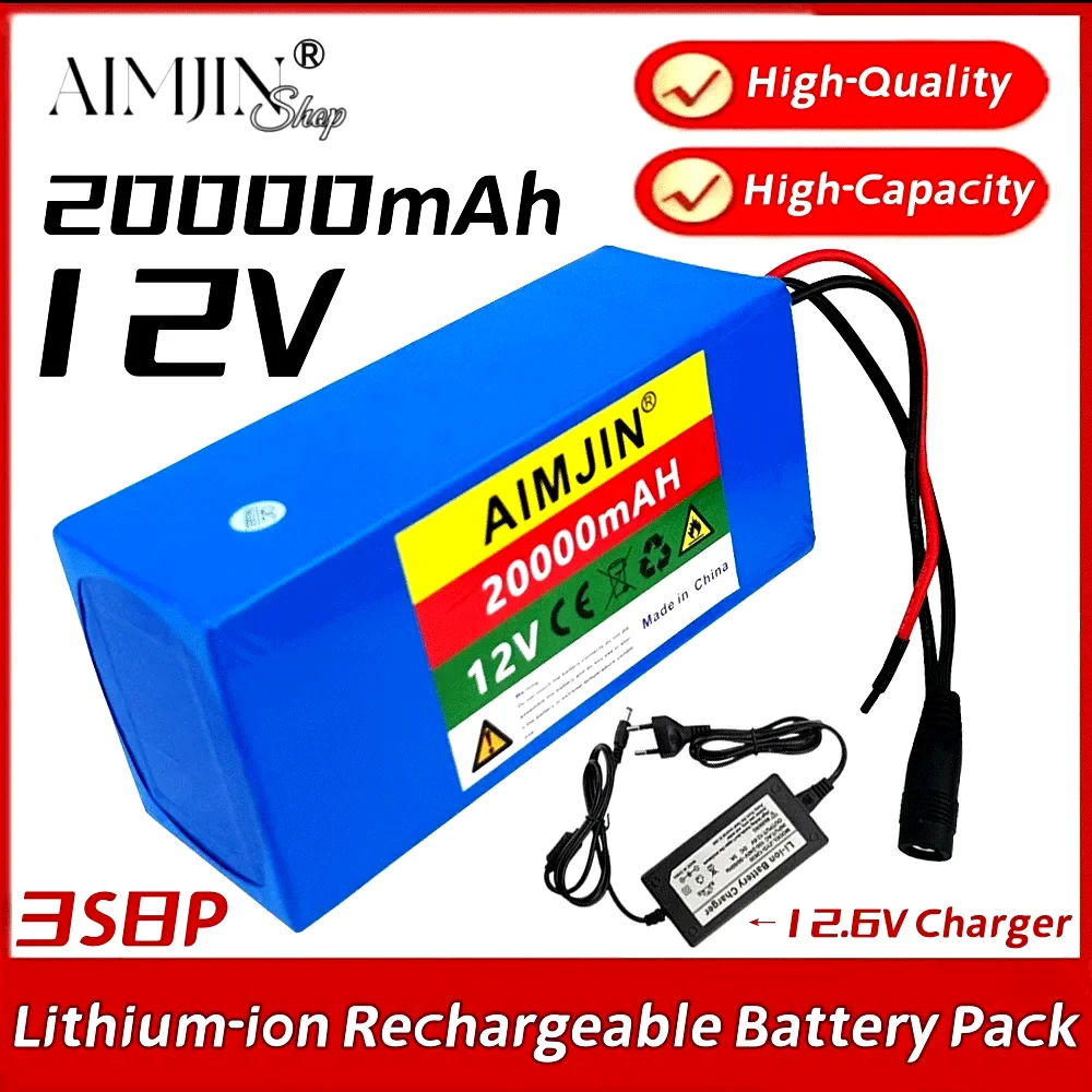 

3s8p 12V 20Ah Battery Pack 18650 Lithium ion Rechargeable Battery Protection Board 20000mAh Large Capacity,Optional with Charger