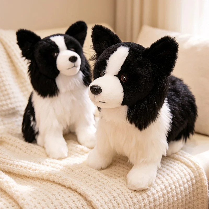 Simulation Border Collie Stuffed Lifelike Plush Toy Smart Dog Pet Comfort Doll Party Props Gifts