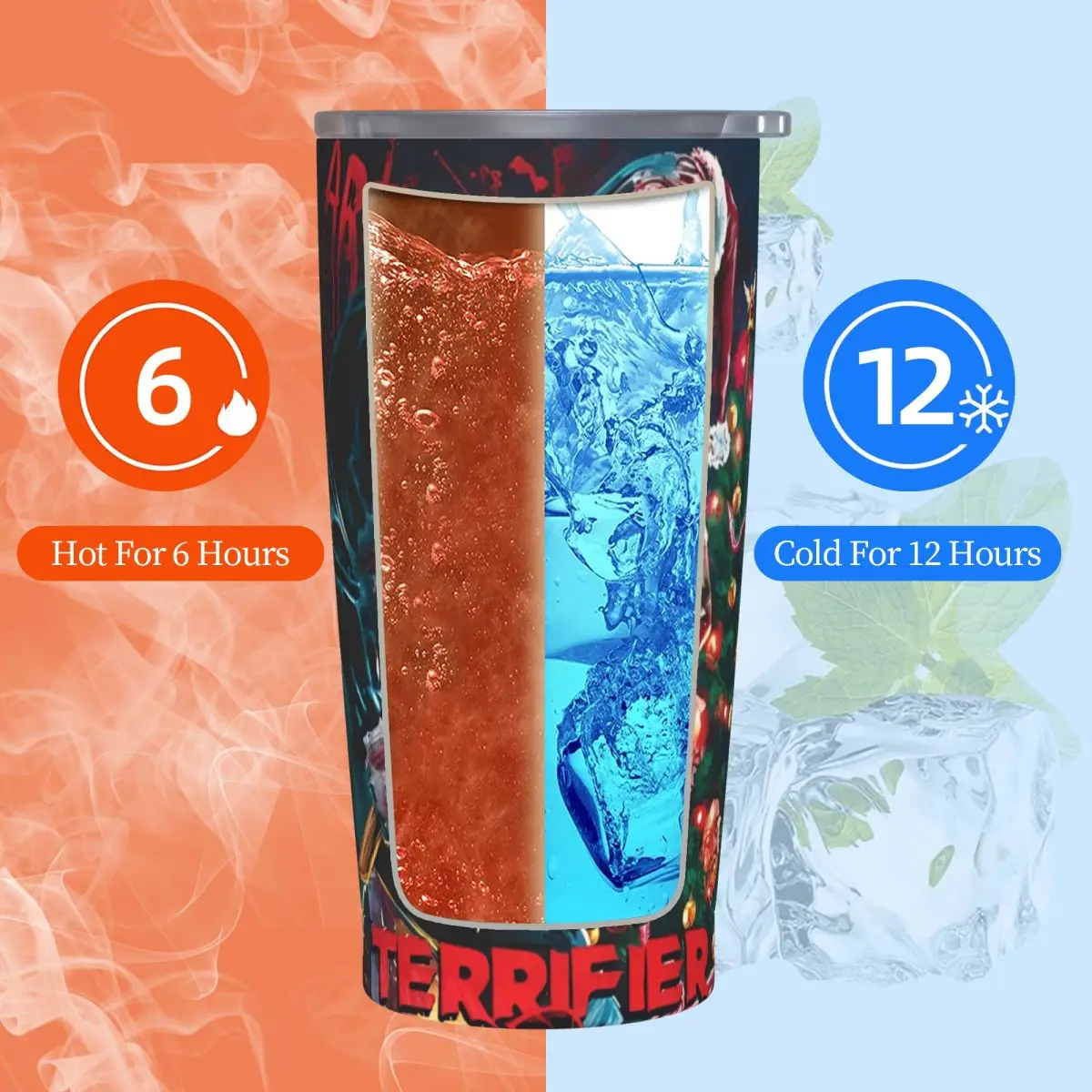Christmas Terrifier 3 Insulated Tumbler with Lid Stainless Steel Coffee Mugs Office Home Hot Cold Drinks Cup 20oz