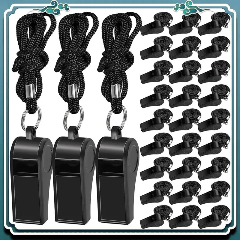 whistle-for-emergency-teachers-training-48-pieces-with-lanyard-plastic-sports-loud-referee-whistle-eco-friendly