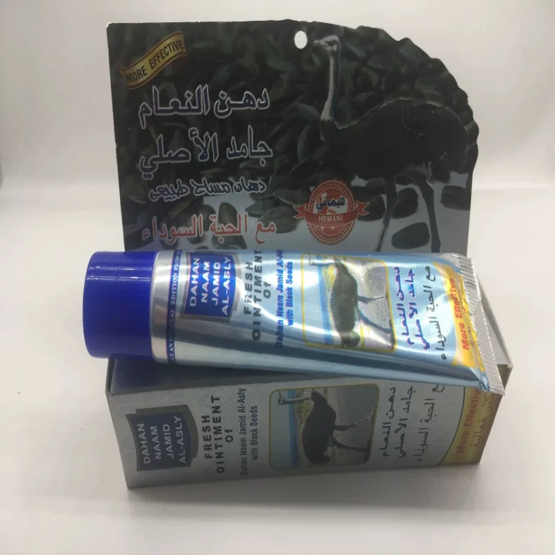 

Hemani Original Ostrich Oil Relieve Body Neck, Back, Knee Joint Body Care Massage 40ml دهن النعام الأصلي