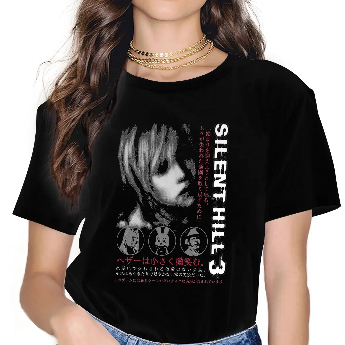 Horror Women Clothing Silent Hill Graphic Female Tshirts Vintage Gothic Loose Tops Tee Kawaii Girls Streetwear