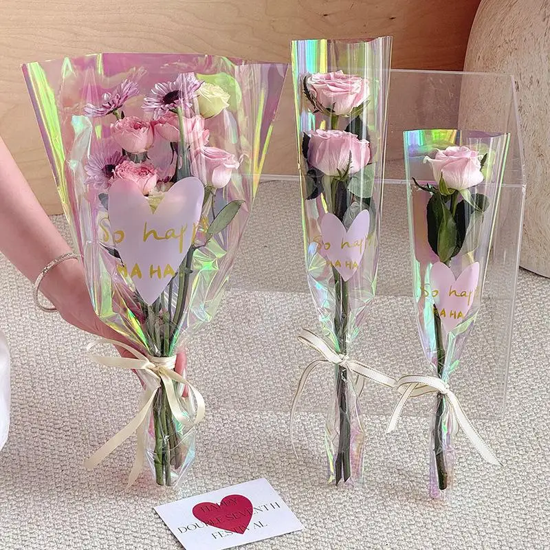 XH 30 Piezas Bolsas Transparentes para Empaque de Rosas, Bolsa de Plástico para Ramo de Flores, Papel de Envoltura para Ramo, Bolsa Recta para Empaque de Flores
