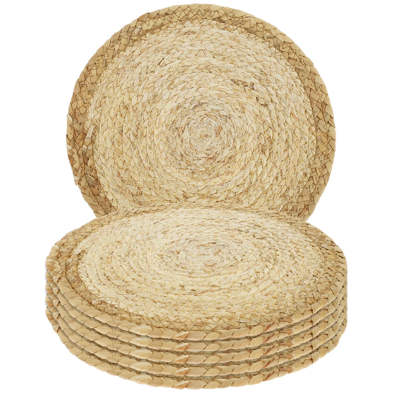 

6Pcs Handmade Placemat Straw Round Placemat Protects Countertop Insulated Dish Mat Natural Farmhouse Heat Resistant Place Mats
