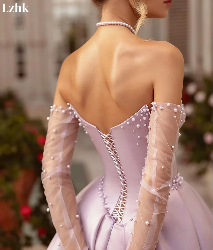 تخصيص رشيقة الساتان الديكور انفصال كم ألف خط مساء اللباس جودة عالية الحبيب الطابق طول الحفلة الراقصة