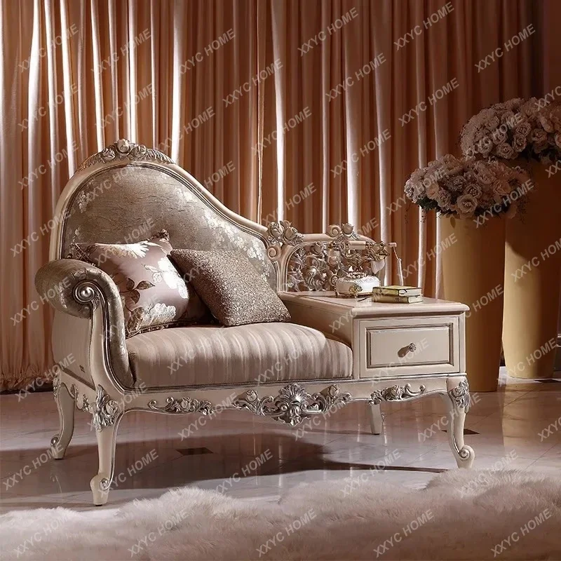 

A American ivory white old concubine chair European carved sofa chair arc