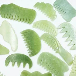 Natural Stone Gua Sha Comb Meridian Sclap Massage Jade Comb Head Body Skin Scraping Reflexology Blood Circulation Therapy Comb