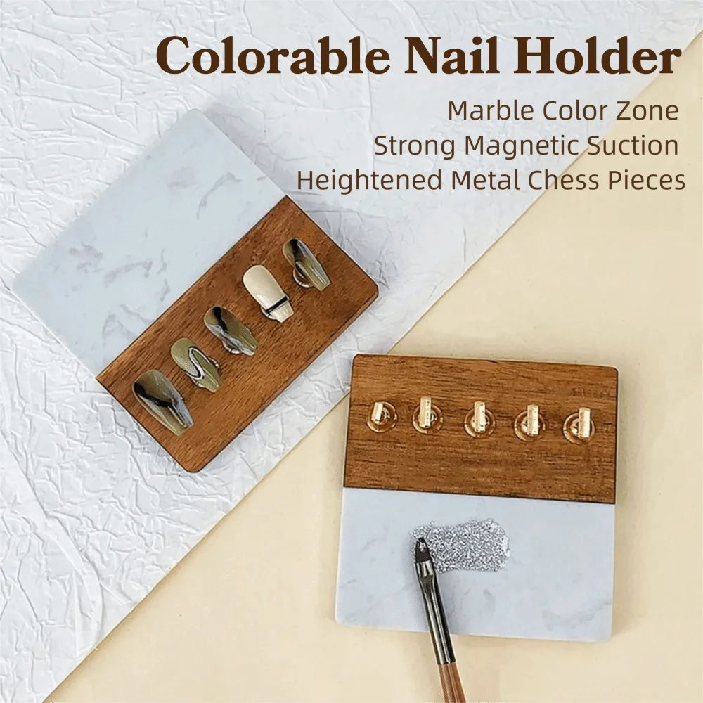 

Square/Round Base Magnetic Nail Art Holder Reusable 5 Nail Holders Nail Display Rack Detachable Strong Magnetic