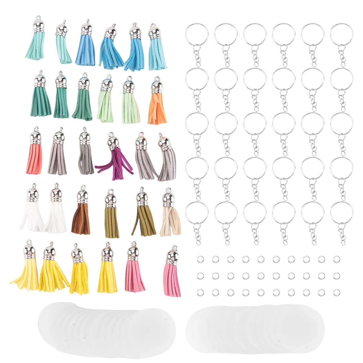 Acrylic Keychain Blanks, 120Pcs Acrylic Ornament Blanks Kit Including Acrylic Blanks, Keychain Tassels, Key Chain Rings