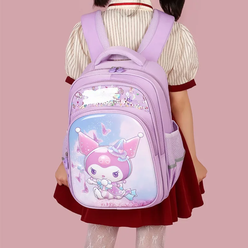 Sanrio kulomi saco de escola dos desenhos animados meninas bonito jade canela cão grande capacidade leve proteção ridge mochila das crianças