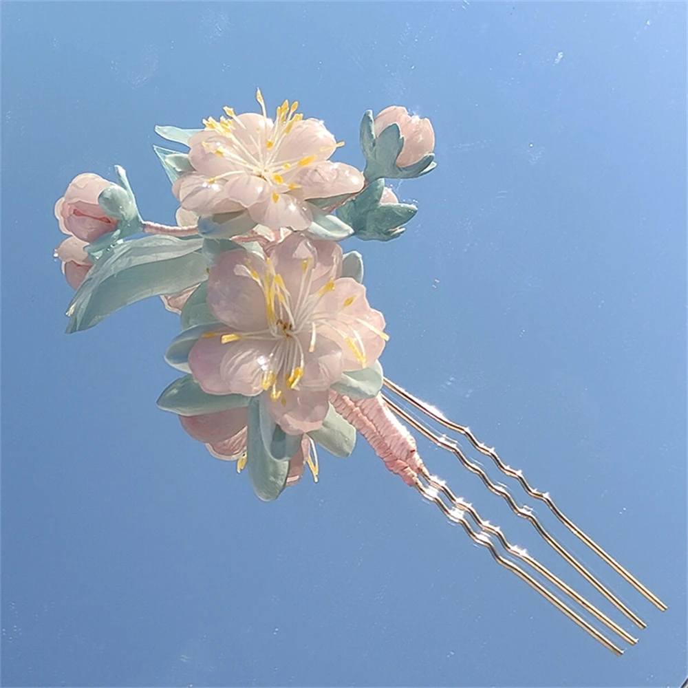 1pcs Handmade Ancient Style U-shaped Hairpin U-shaped Hair Stick Hanfu Cheongsam Accessories Flower Headdress Women Girl Gift