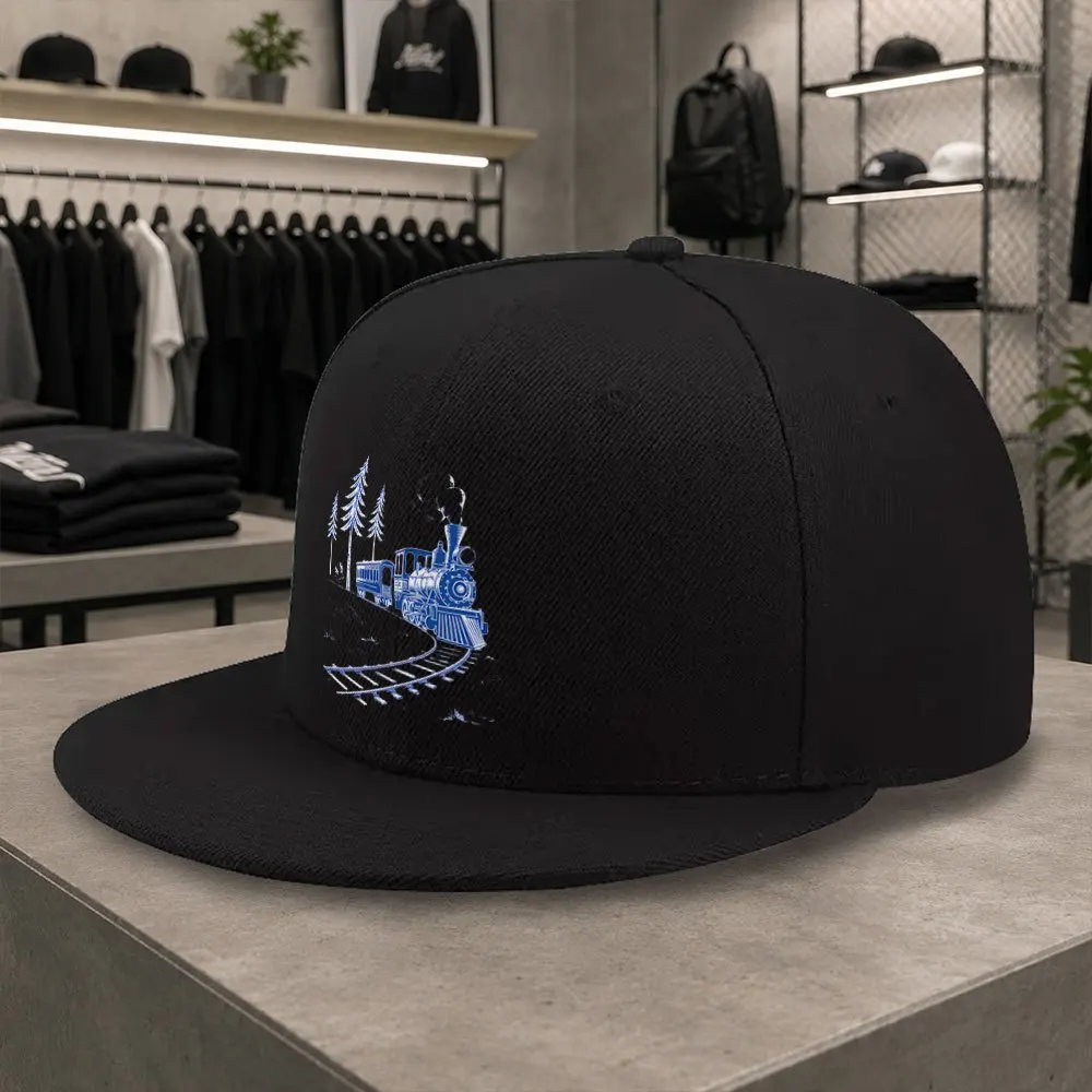 Unisex-Baseballkappe mit Dampflok-Print und Entenschnabel – verstellbare Hip-Hop-Mütze mit flachem Schirm, geeignet für kurze Ausflüge, den täglichen Gebrauch und den Outdoor-Bereich