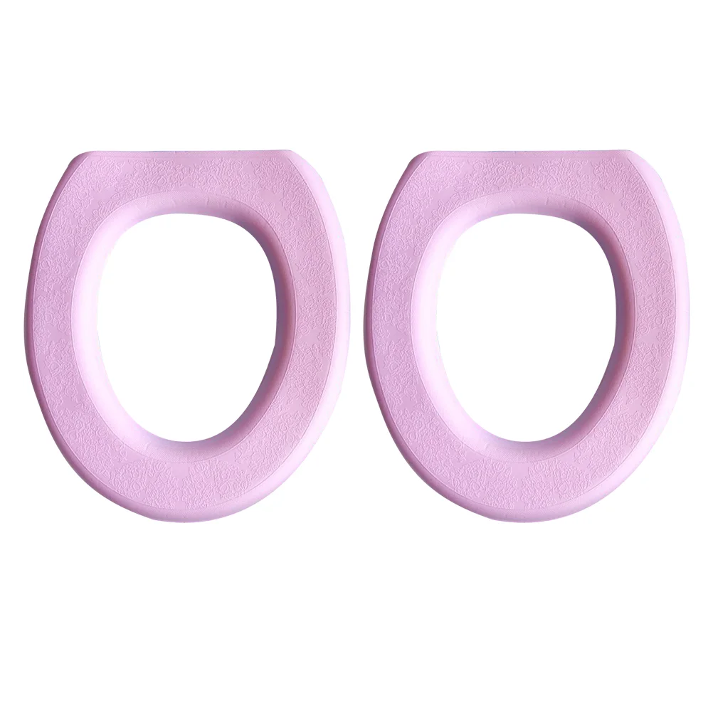 2pcs EVA O-shaped Toilet Mat Thicken Sticky Closestool Mat Practical Toilet Seat Cover Pads for Home Bathroom (Pink)