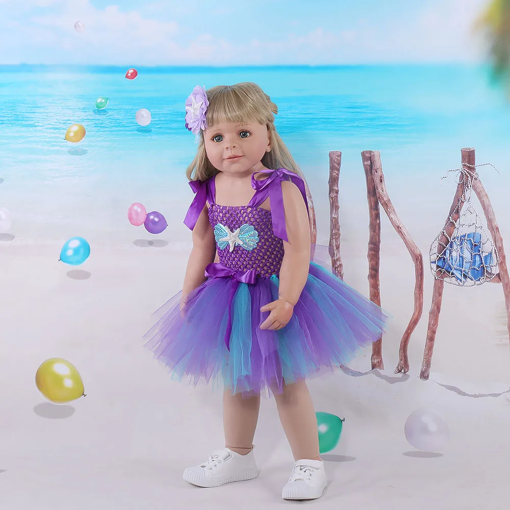 Princess Mermaid Costume Tutu Dress Baby Girl Clothes Set Toddler Birthday Outfit For Photo Shoot Baby Tulle Party Dresses