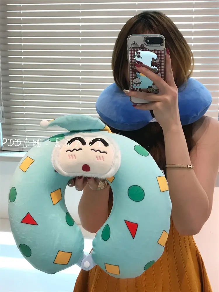 

Kawaii Crayon Shin Chan Travel Plane Portable Pillow Neck Protection Cartoon Office Neck Pillow Napping Pillow Girls Gifts Toys