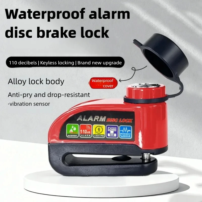 

Aluminum Alloy Disc Brake Alarm Waterproof Motorcycle Alarm Lock 110dB Anti-Theft Padlock Alarm Bicycle Scooter Lock