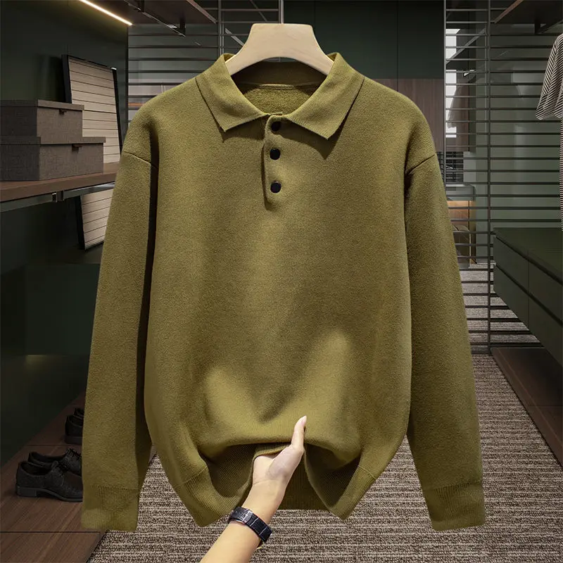 

Мужской свитер из утолщенного мягкого хлопка, осенне-зимний, из чистого хлопка, с воротником, вязаный, шерстяной, повседневный, удобный