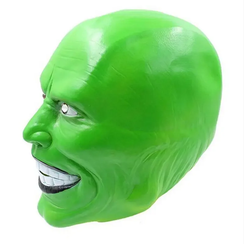 قناع الهالوين جون كاري قناع أخضر تنكري ، فستان فاخر للكبار ، حفلة تنكرية للوجه ، زي فيلم