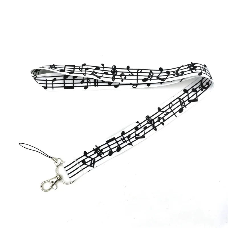 Piano Music score Neck Strap Lanyards ID badge card holder keychain Mobile Phone Strap Gift Ribbon webbing necklace Decorations