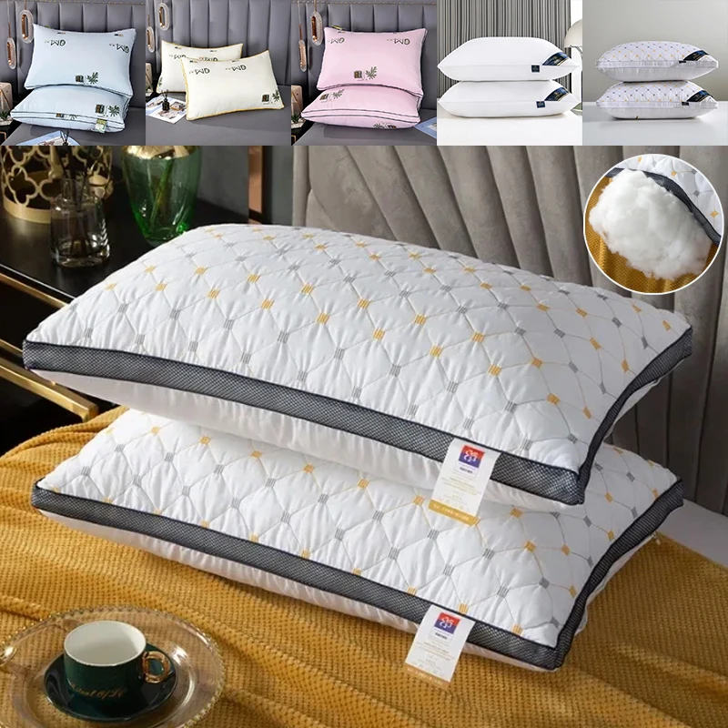 

Soft pillows Full Sky Star Embroidered Fiber Pillow Core for Neck Protection, Quick Rebound, Not Easy to Deform, Not Collapsing