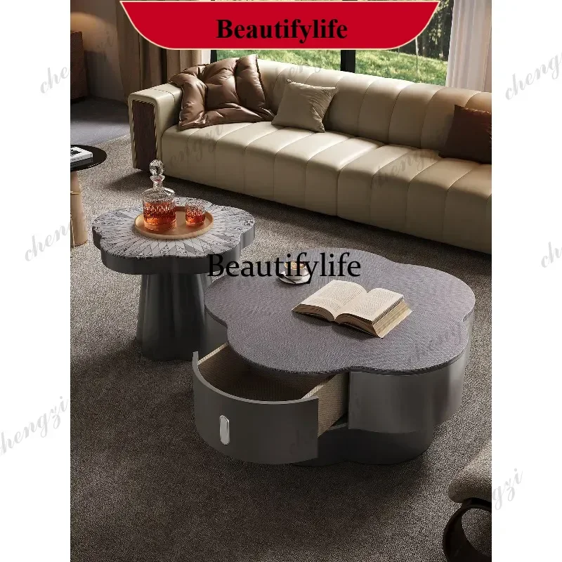 Flower coffee table Italian light luxury high-end living room home storage special-shaped coffee table combination p182