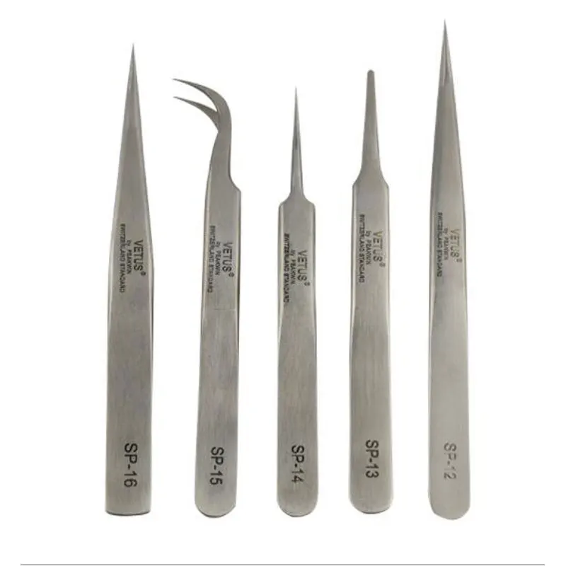 Stainless Steel Eyelashes Tweezers Anti-static High Precision Tweezers Professional Volumn Lash Extension Makeup Tool