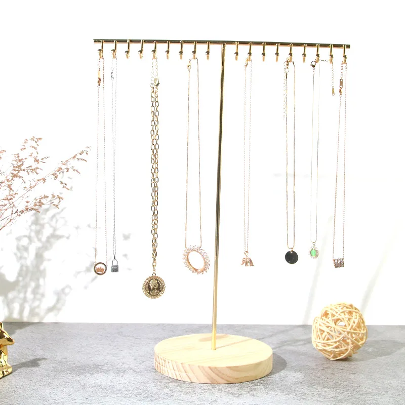 Jewelry Display for necklace T-Bar Wooden Base Earrings Rack Holder necklace Organizer Showcase