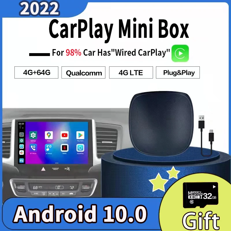 

Carplay Ai Box Wireless Carplay Netflix Android Box Car Multimedia Player Android10 4+64G Audio Navigation For Volkswagen Toyota